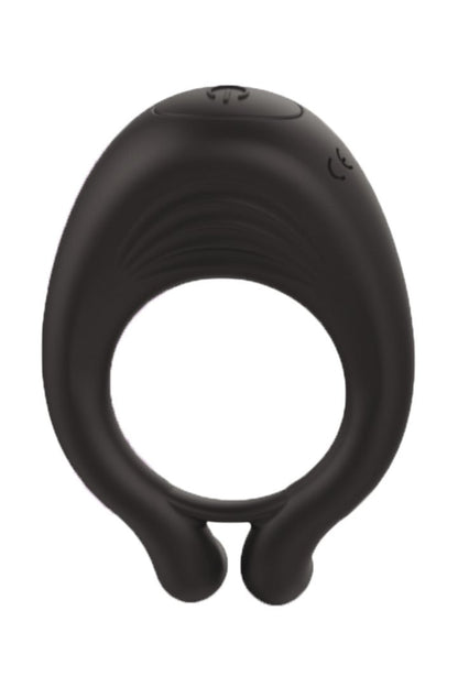 OCTAVE, Cockring Noir dans un silicone médical doux avec 1 mode de vibration · Coeur Ardent