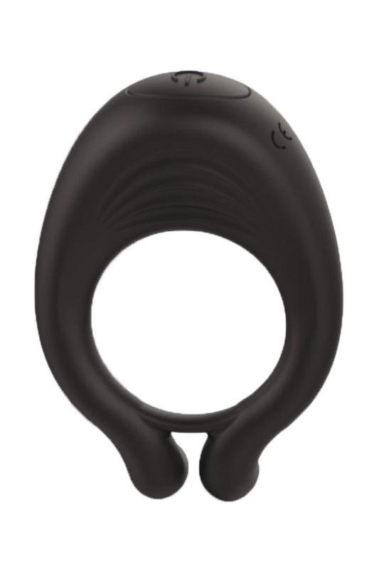 OCTAVE, Cockring Noir dans un silicone médical doux avec 1 mode de vibration · Coeur Ardent