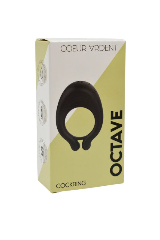 OCTAVE, Cockring Noir dans un silicone médical doux avec 1 mode de vibration · Coeur Ardent · vue 2