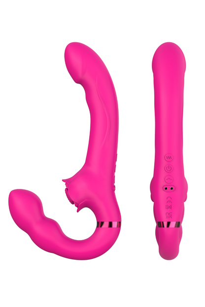 Vibromasseur ROSEA Strap-on Triple Action Télécommandé · Coeur Ardent · vue 3