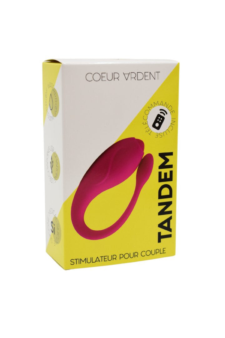 Stimulateur pour couple en U télécommandé Tandem rose Cœur Ardent