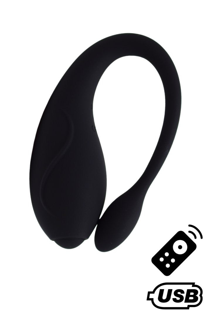 Stimulateur pour couple en U télécommandé Tandem noir Cœur Ardent