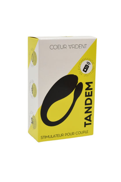 Stimulateur pour couple en U télécommandé Tandem noir Cœur Ardent