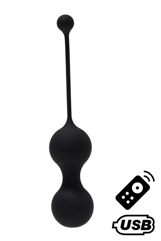 MINA Noir, Boules de Geisha en silicone médical USB avec télécommande · Coeur Ardent