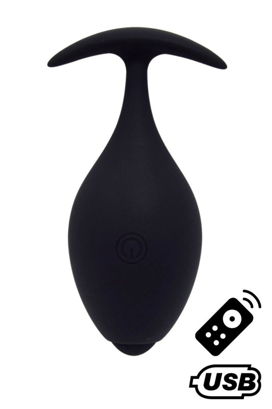 BABA, Plug vibrant anal noir USB, avec télécommande · Coeur Ardent