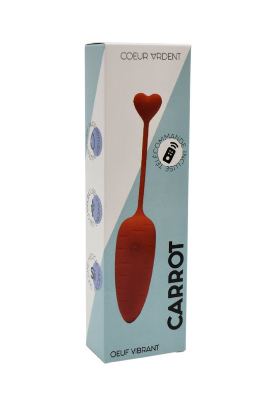 CARROT, Un Œuf vibrant avec télécommande, couleur et forme Carotte en silicone médical · Coeur Ardent · vue 2
