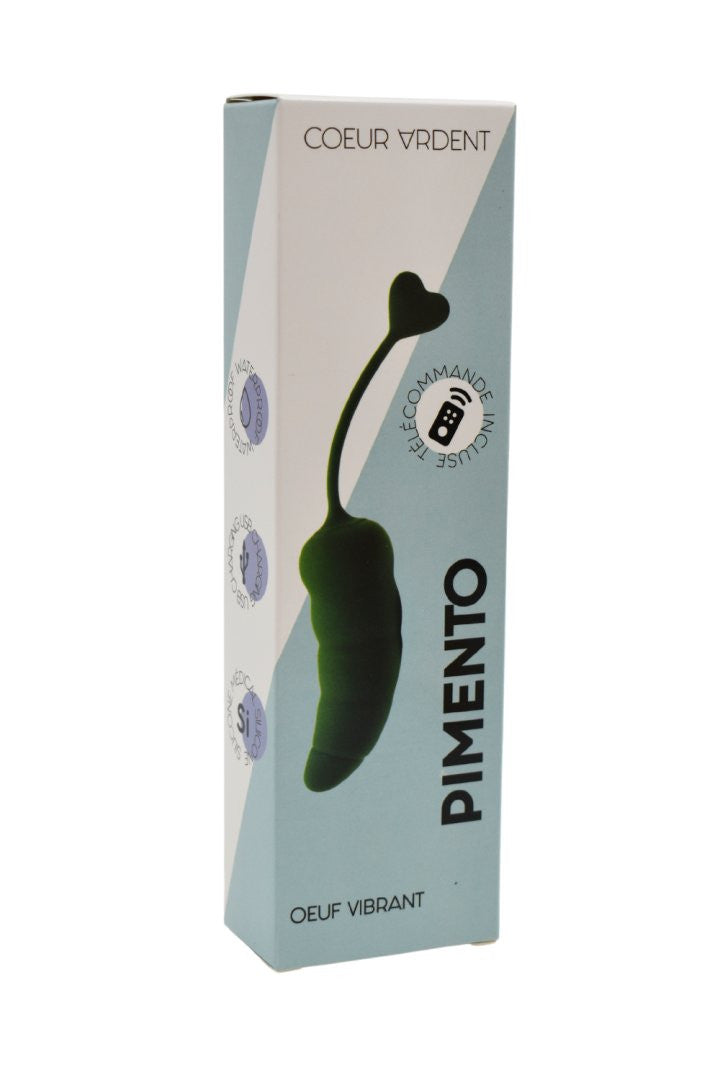 PIMENTO, Un Œuf vibrant avec télécommande, couleur et forme Piment en silicone médical · Coeur Ardent · vue 2