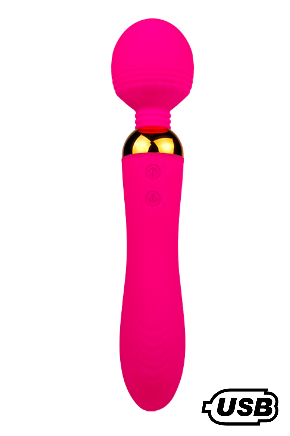 SHAKE Rose, Vibromasseur Wand USB en silicone médical avec 2 puissants moteurs indépendants · Coeur Ardent