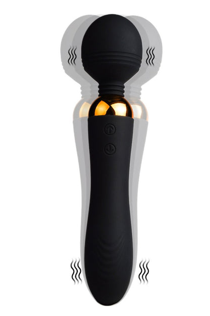 SHAKE Noir, Vibromasseur Wand USB en silicone médical avec 2 puissants moteurs indépendants · Coeur Ardent · vue 3