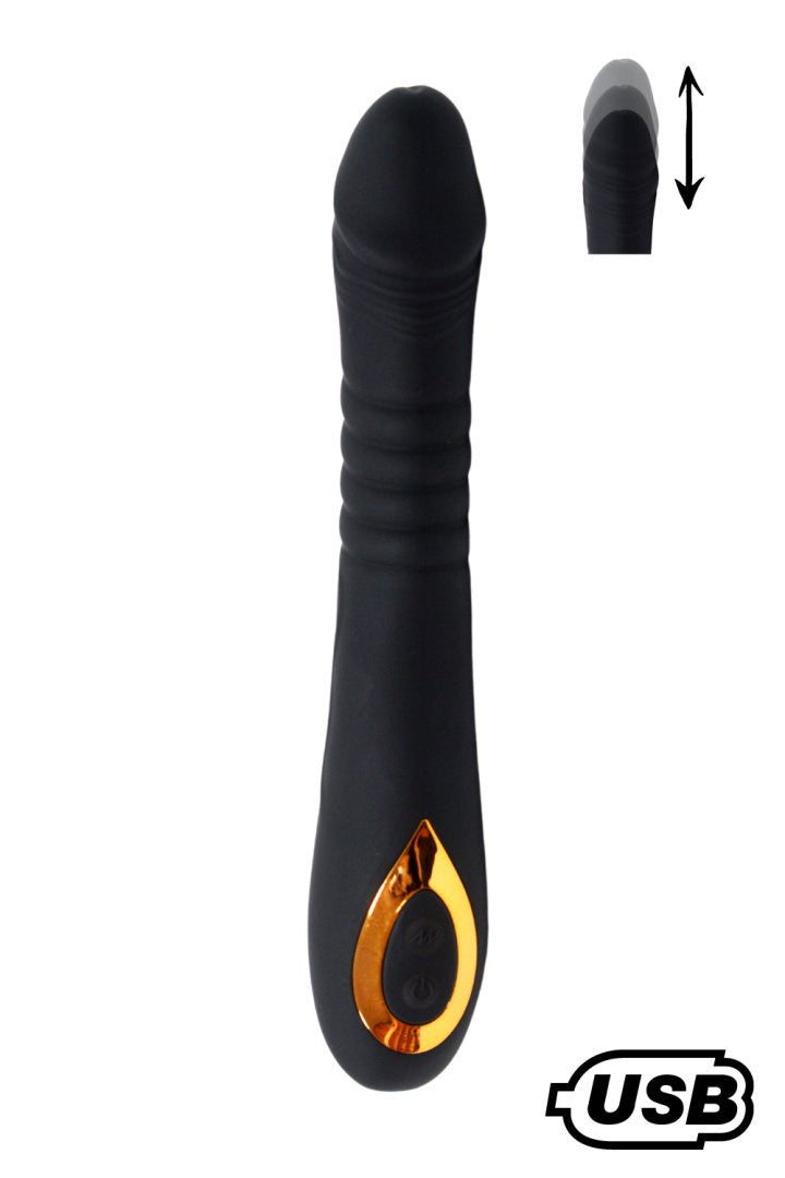 TWIST Noir, Vibromasseur va-et-vient USB en silicone médical, doté de 18 modes de stimulation · Coeur Ardent