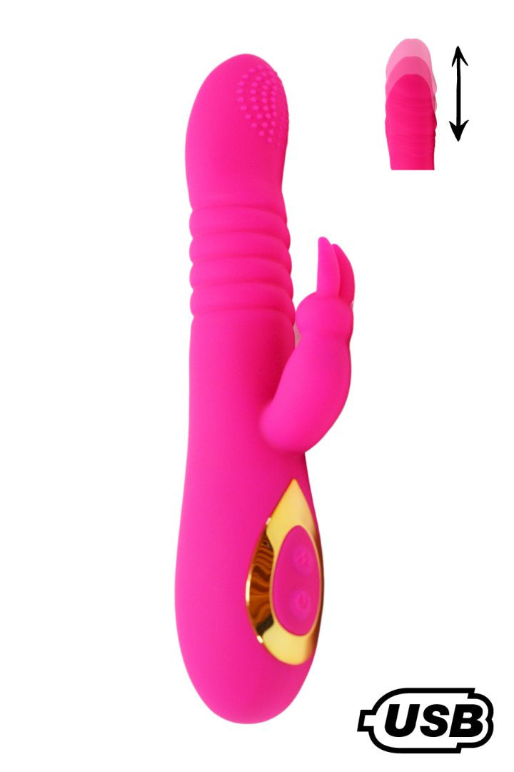 TWIST 2 Rose, Vibromasseur Rabbit va-et-vient USB en silicone médical, doté de 18 modes de stimulation · Coeur Ardent · vue 3
