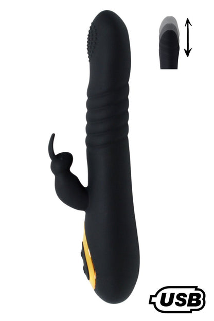 TWIST 2 Noir, Vibromasseur Rabbit va-et-vient USB en silicone médical, doté de 18 modes de stimulation · Coeur Ardent · vue 3
