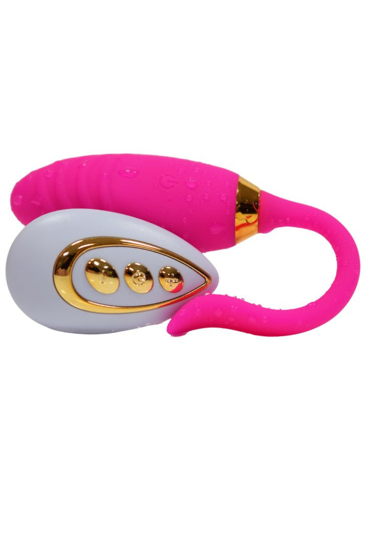 PLEASURE, Un Œuf vibrant USB avec télécommande, dans un silicone médical doux et rainuré · Coeur Ardent · vue 4