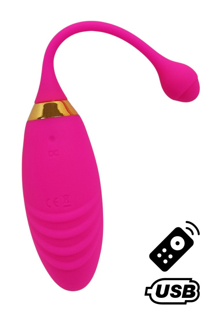 SUNDAY, Un Œuf vibrant USB avec télécommande, dans un silicone médical doux et rainuré · Coeur Ardent · vue 3