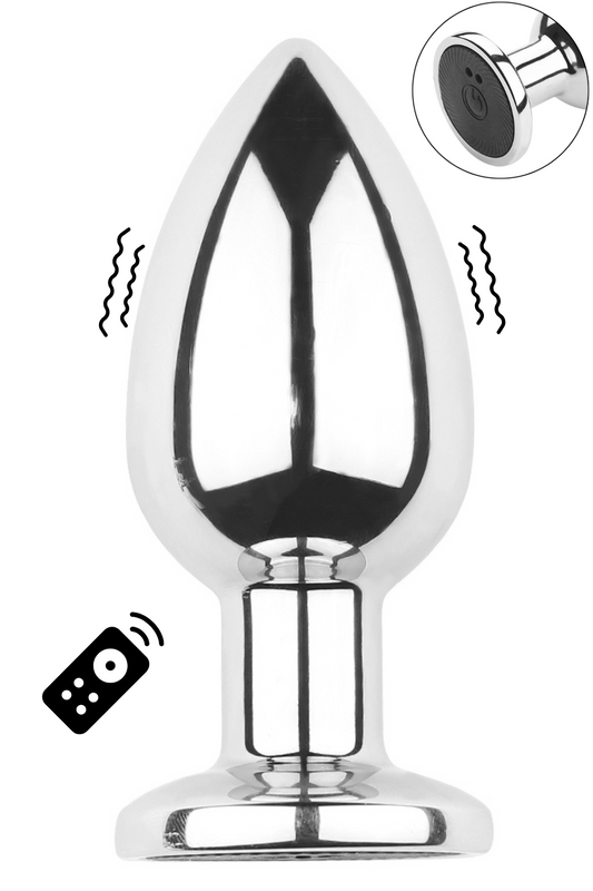 Plug vibrant acier inoxydable anal taille M avec télécommande, USB BOOTY · Coeur Ardent