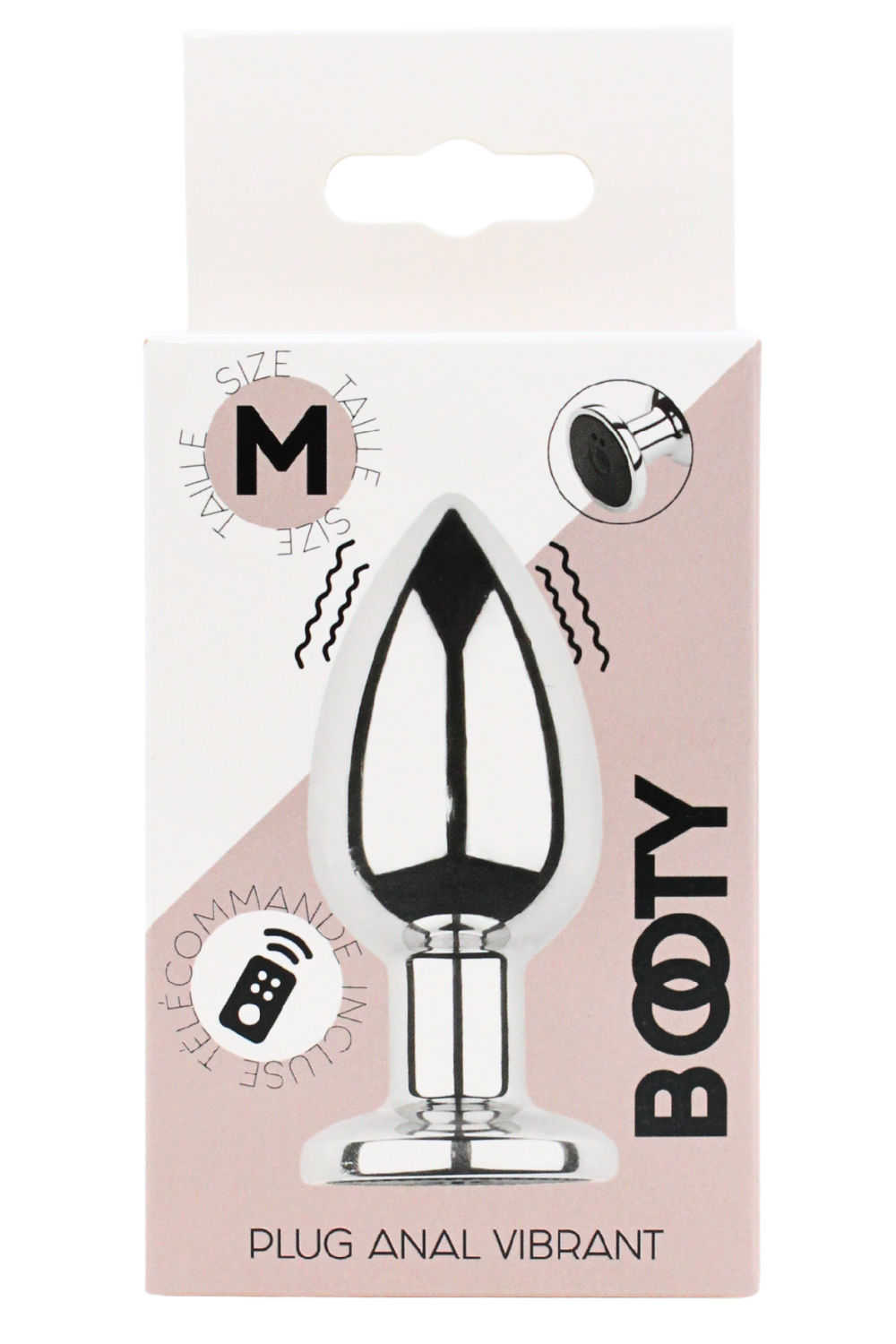 Plug vibrant acier inoxydable anal taille M avec télécommande, USB BOOTY · Coeur Ardent · vue 2