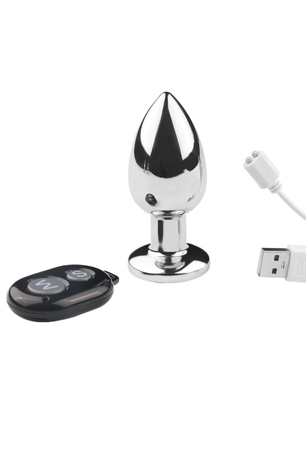 Plug vibrant acier inoxydable anal taille M avec télécommande, USB BOOTY · Coeur Ardent · vue 4