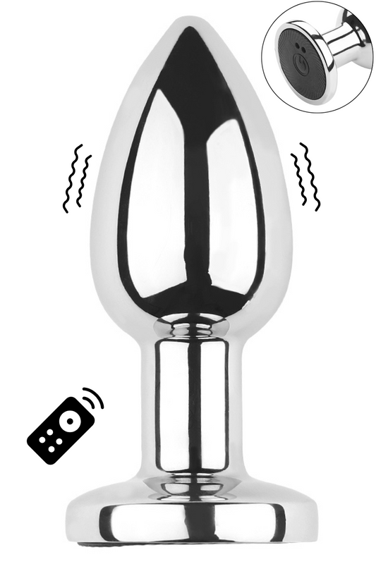 Plug vibrant acier inoxydable anal taille S avec télécommande, USB BOOTY · Coeur Ardent