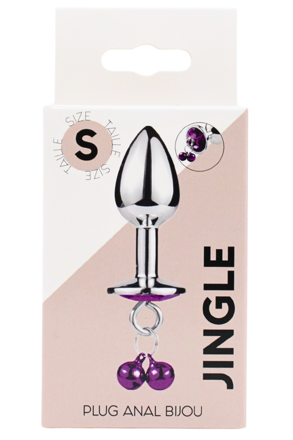 Plug bijou aluminium violet avec clochettes Taille S JINGLE · Coeur Ardent · vue 2