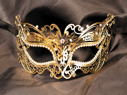 Masque vénitien rigide à strass Alba doré Be Lily