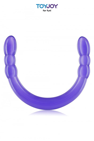 Double gode étanche nervuré Double Digger Dong violet Toy Joy pour une double pénétration inoubliable 