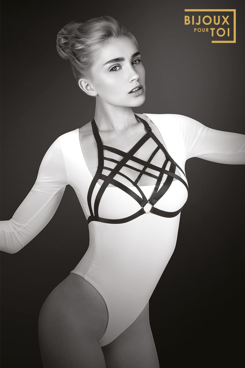 Harnais de corps élastique noir Clara Bijoux pour toi