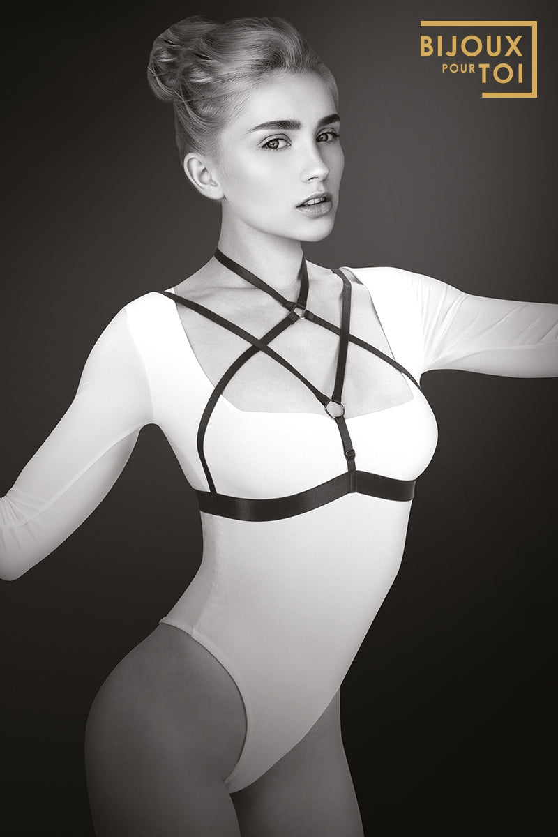 Harnais de poitrine élastique noir Alyssa Bijoux pour toi