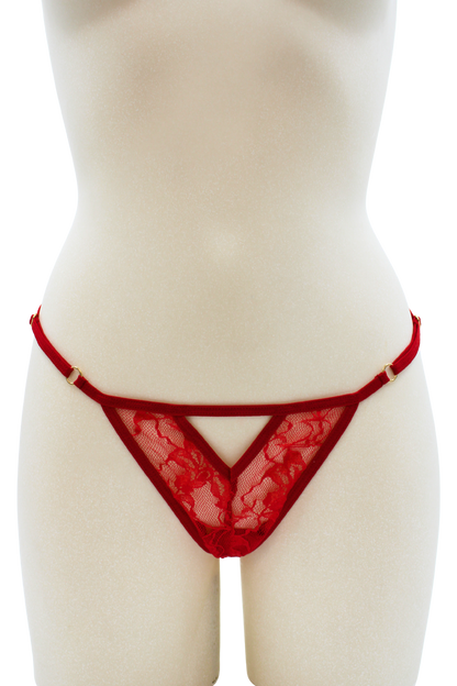 String rouge avec bijou perle strass dorés · Be Lily Panties · vue 2