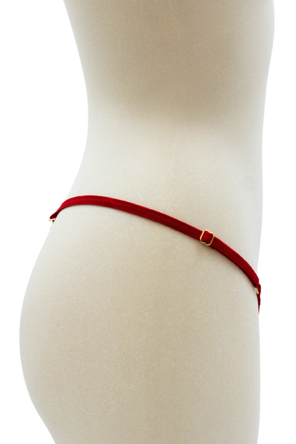 String rouge avec bijou perle strass dorés · Be Lily Panties · vue 5