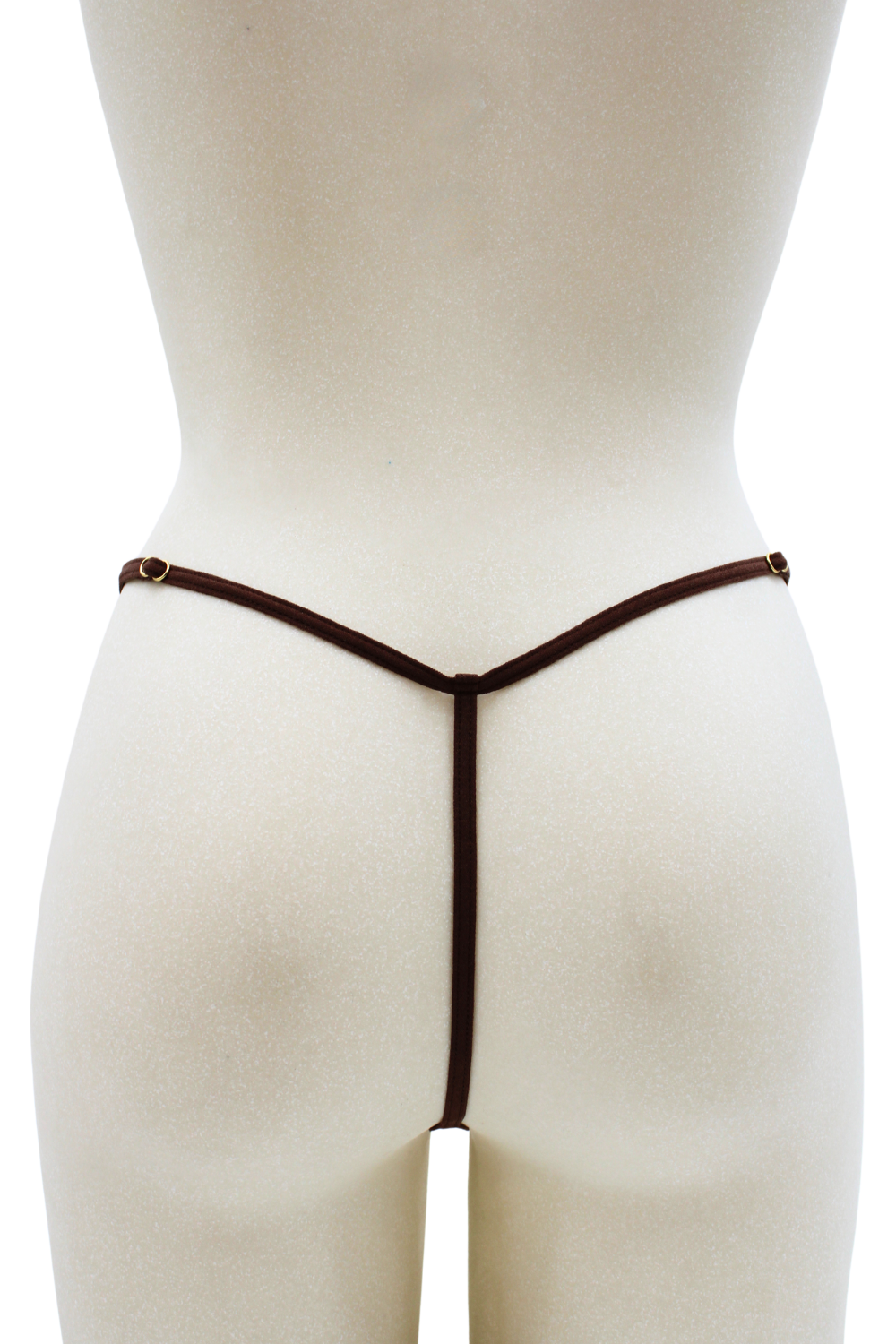 String en dentelle marron ouvert avec chaînes dorées · Be Lily Panties · vue 3