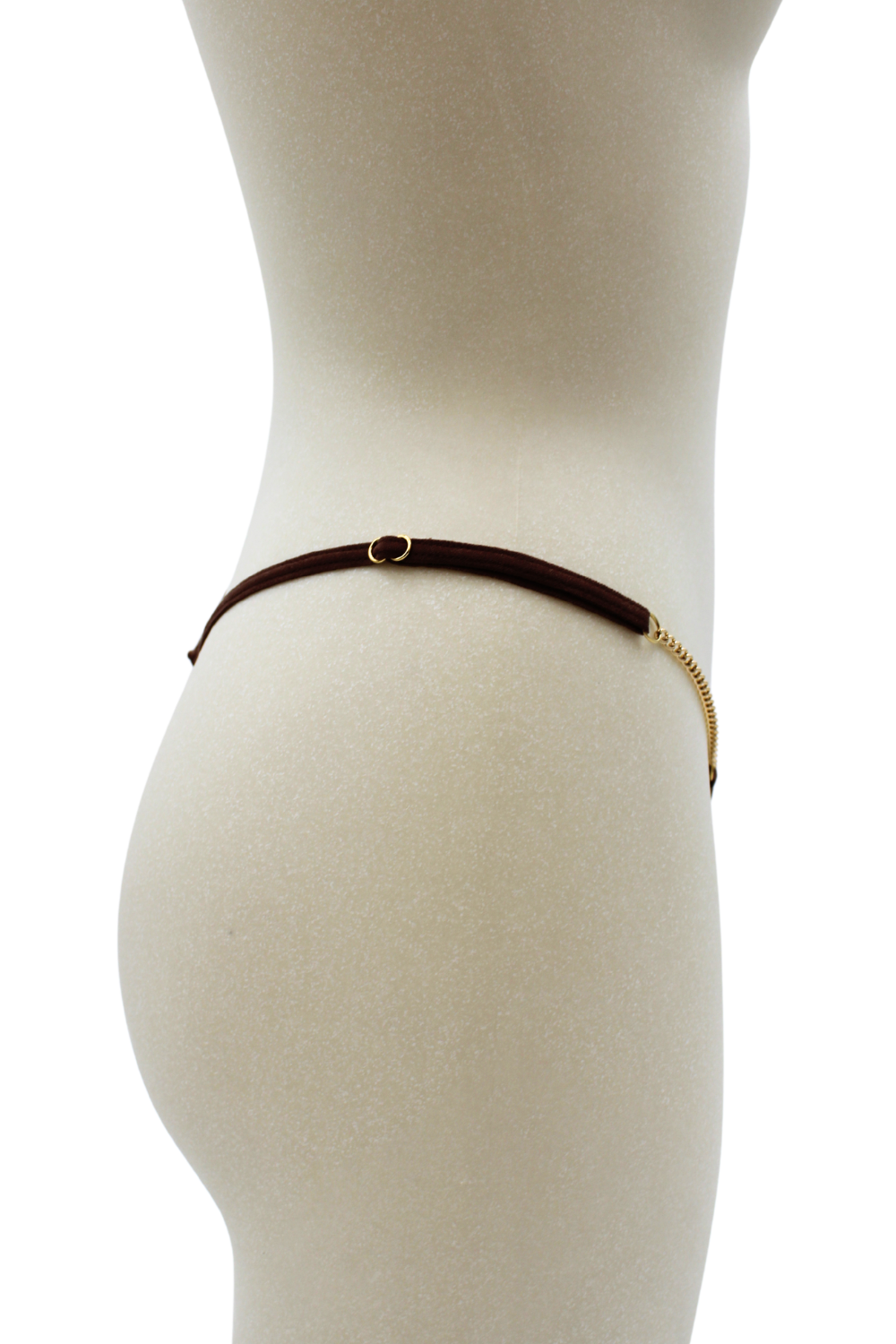 String en dentelle marron ouvert avec chaînes dorées · Be Lily Panties · vue 5