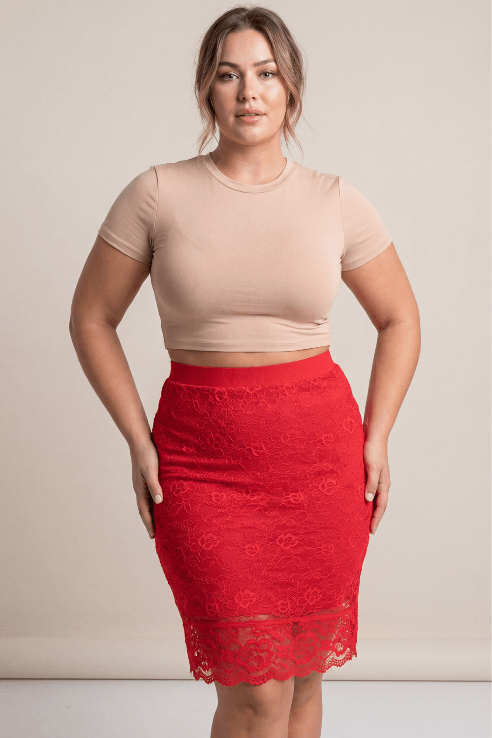 Jupe longue rouge Catalina · Be lily Mode · vue 3