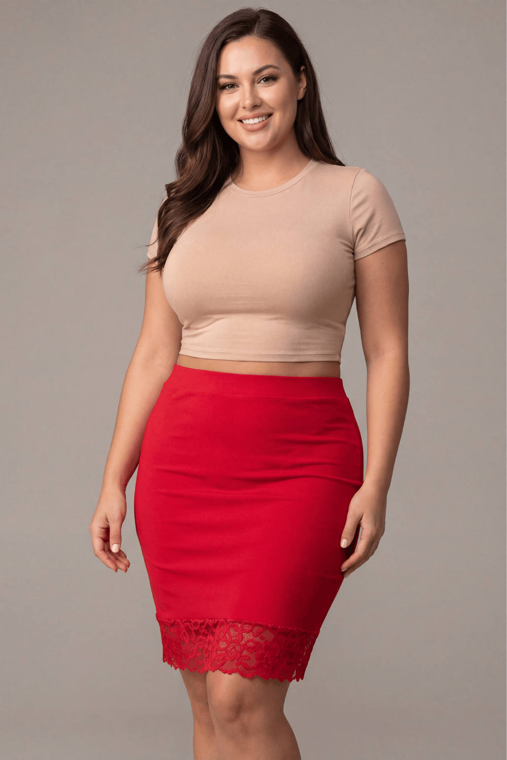 Jupe longue rouge Maria · Be lily Mode · vue 3