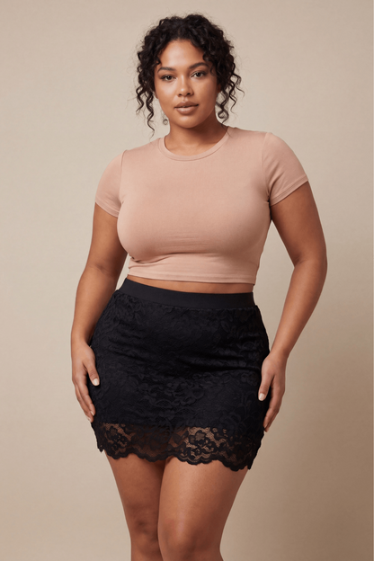 Jupe courte noire Camélia · Be lily Mode · vue 3