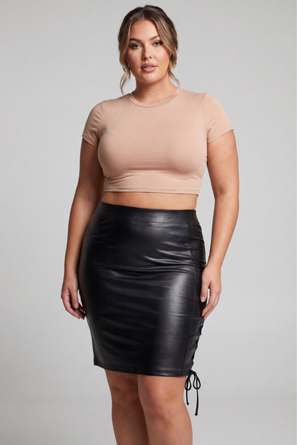 Jupe longue simili cuir noir Paloma · Be lily Mode · vue 3