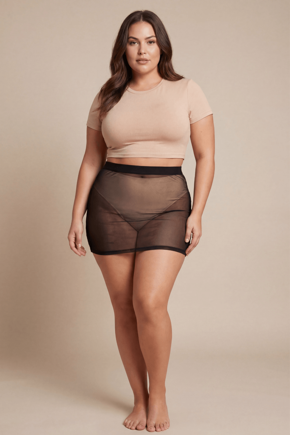 Jupe noire en résille transparente Maya · Be lily Mode · vue 4