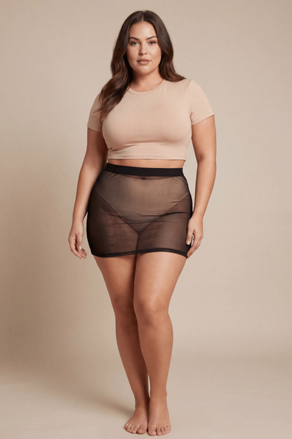 Jupe noire en résille transparente Maya · Be lily Mode · vue 4