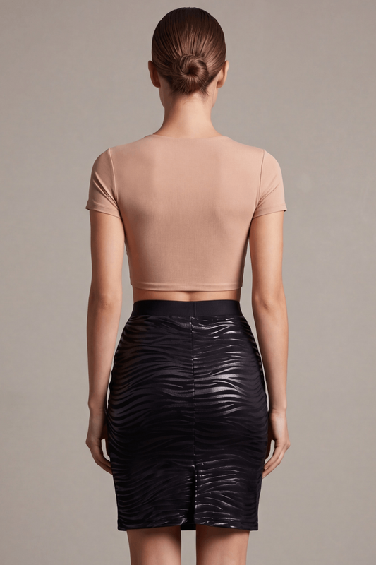 Jupe longue noire imprimé zébré Emma · Be lily Mode · vue 2