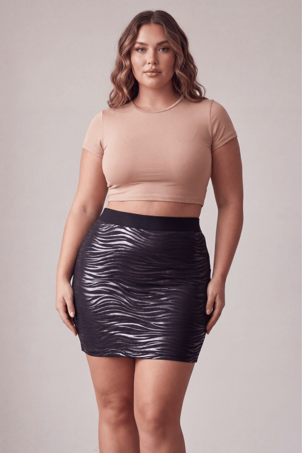 Jupe longue noire imprimé zébré Emma · Be lily Mode · vue 3