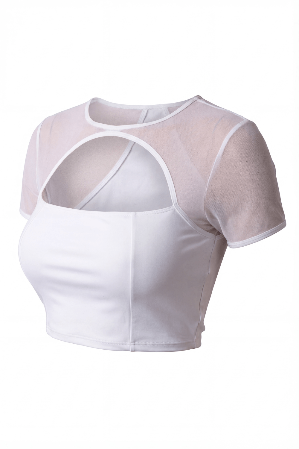 Top court échancré en résille fine blanc Be Lily