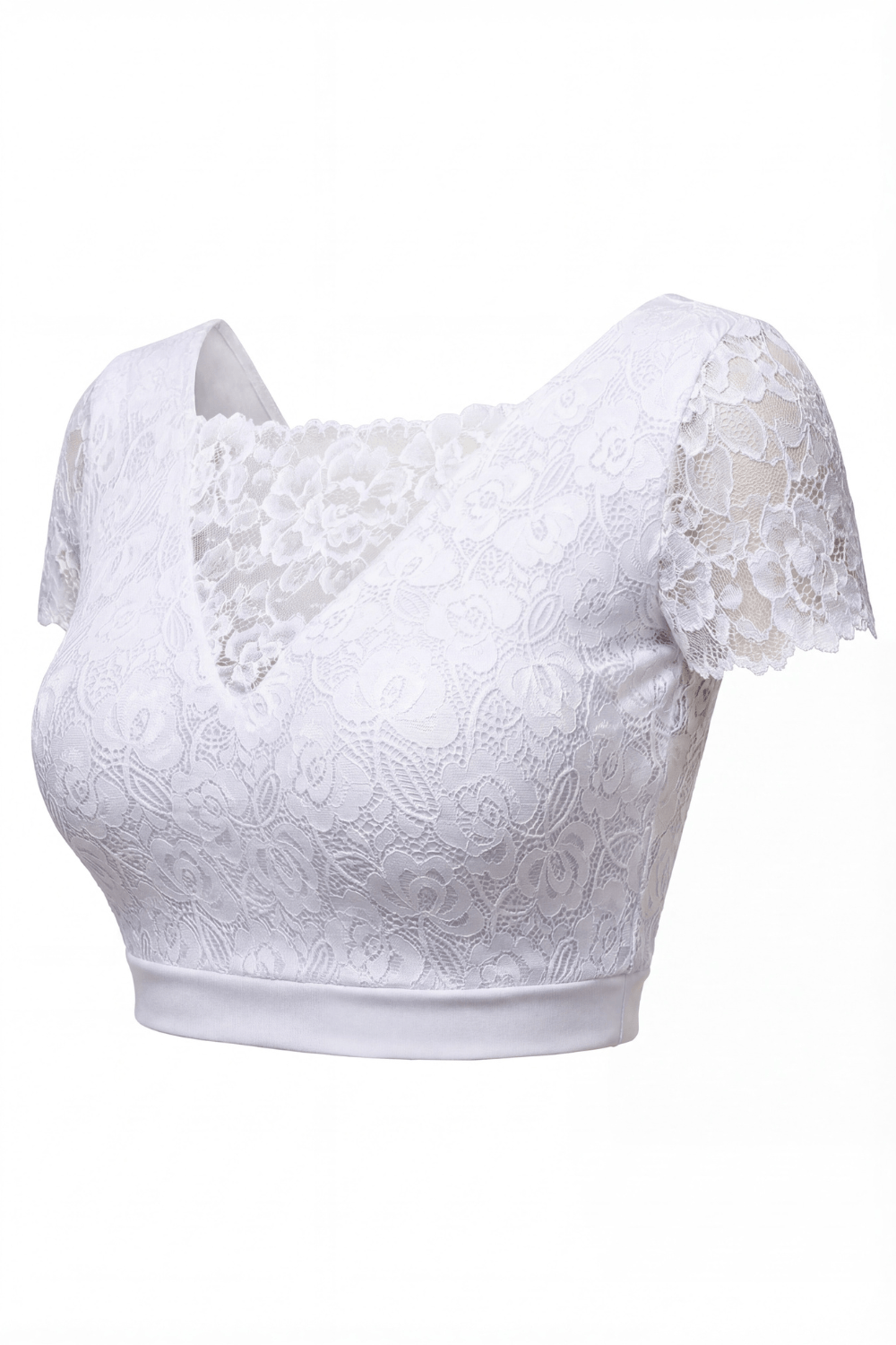 Top court bi-matière réversible col dentelle blanc Be Lily