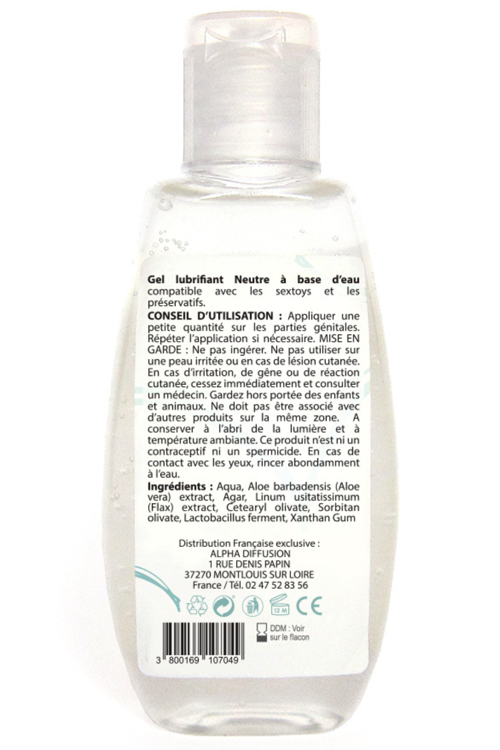 Lubrifiant à base d'eau 100% naturel Neutre 90 ml · Sezmar · vue 2