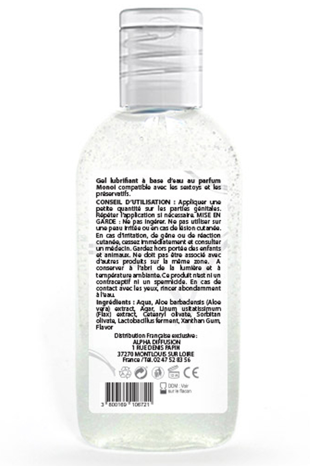 Lubrifiant à base d'eau 100% naturel Monoï 90 ml · Sezmar · vue 2