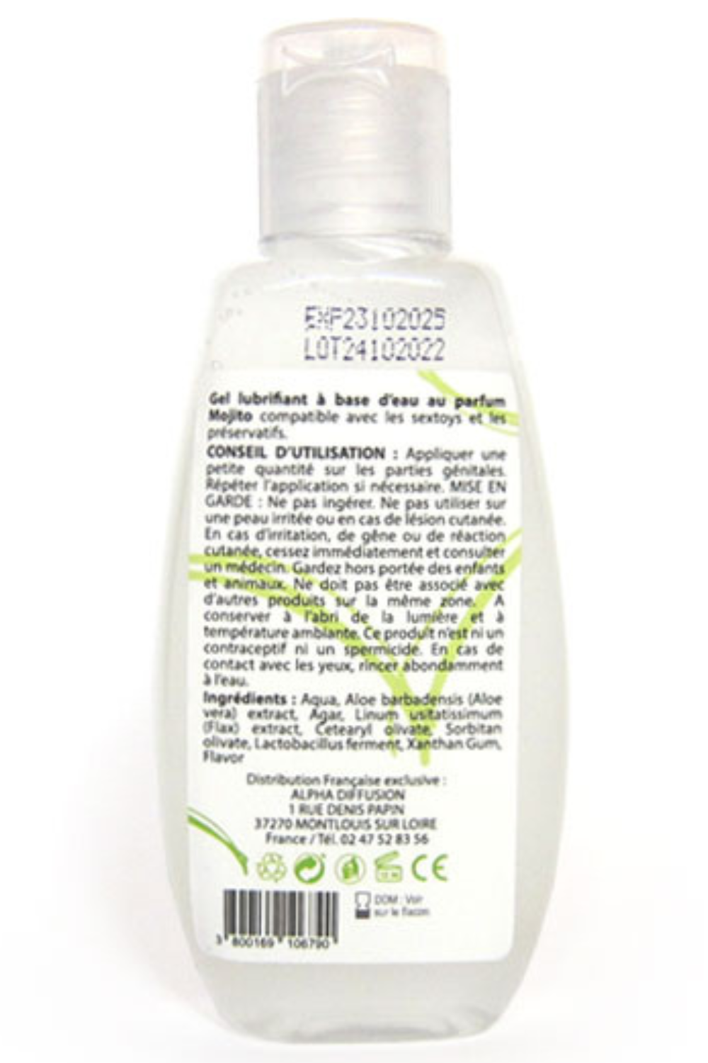 Lubrifiant à base d'eau 100% naturel Mojito 90 ml · Sezmar · vue 2