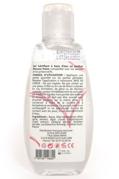 Lubrifiant à base d'eau 100% naturel Mousse fraise 90 ml · Sezmar · vue 2