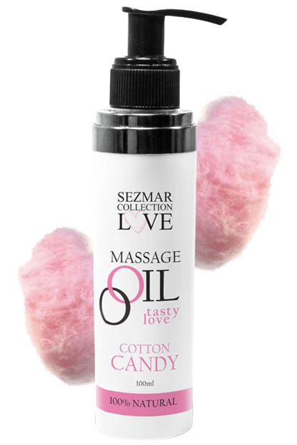 Huile de massage comestible Barbe à papa 100ml 100% naturelle · Sezmar