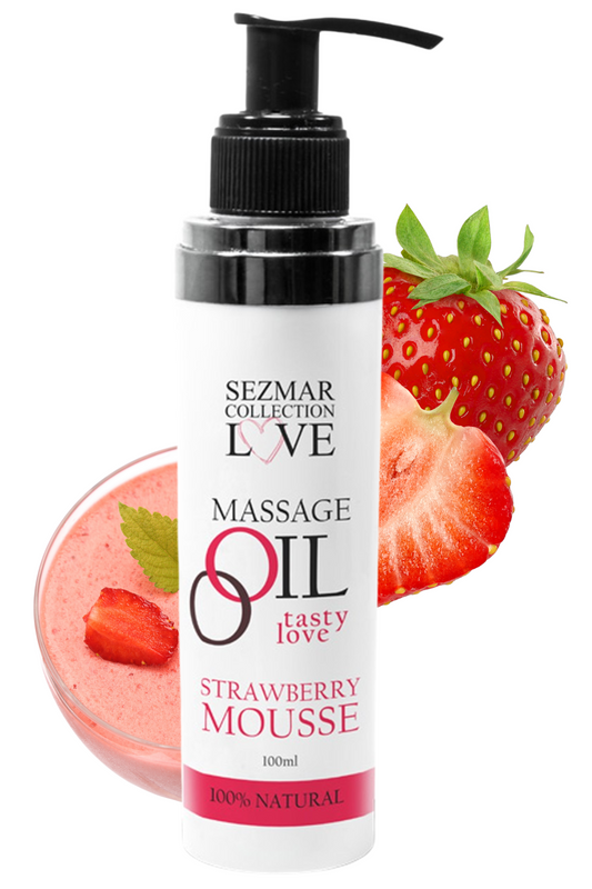 Huile de massage comestible mousse de fraise 100ml 100% naturelle · Sezmar