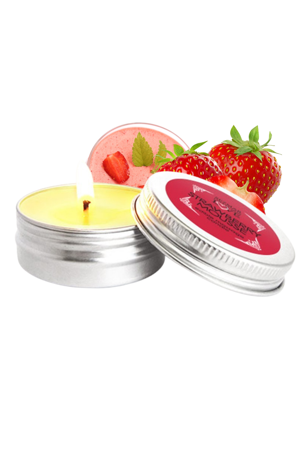 Mini Bougie de massage mousse de fraise 30ml 100% naturelle · Sezmar