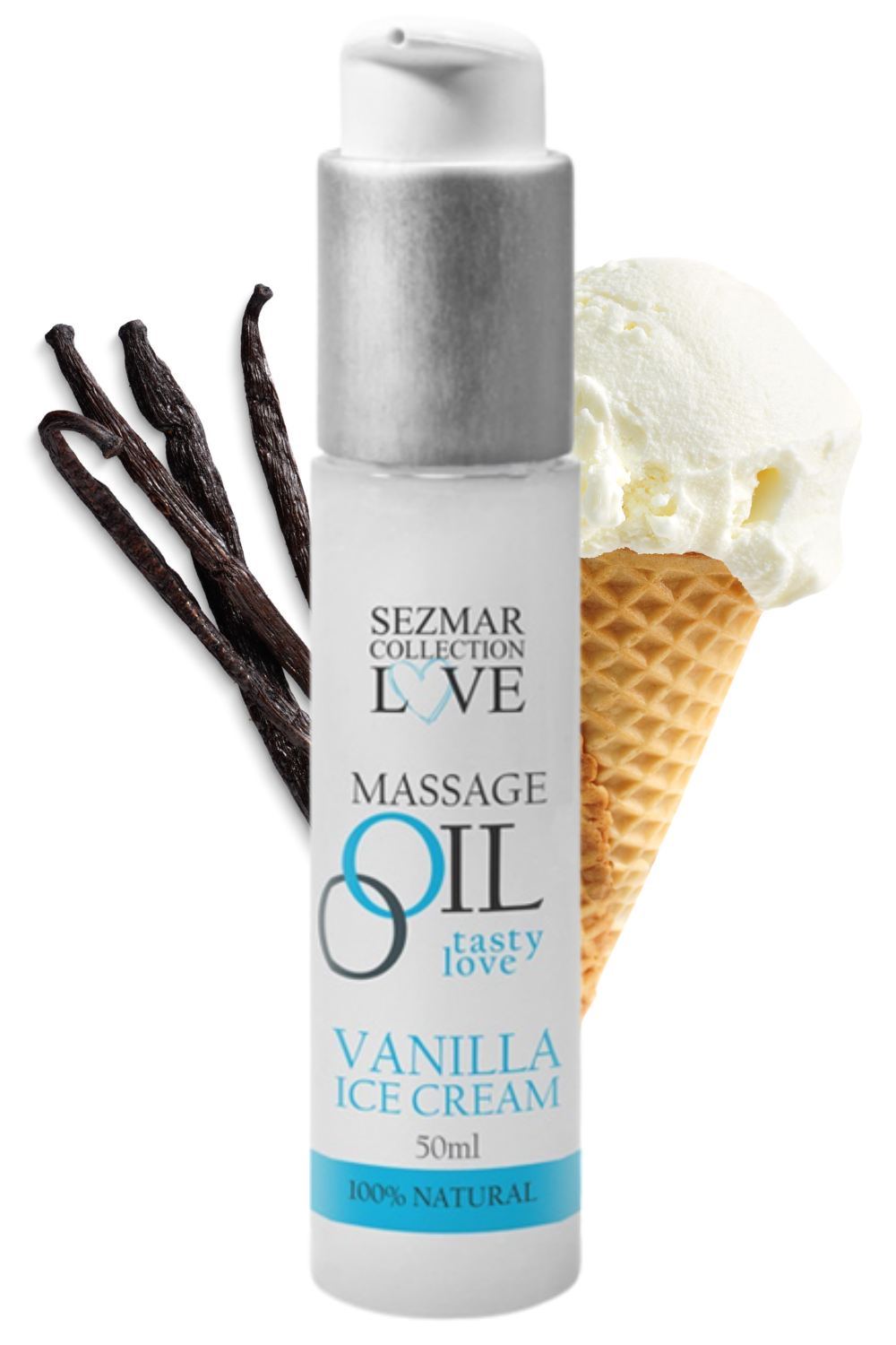 Huile de massage comestible Vanille glacée 50ml · Sezmar