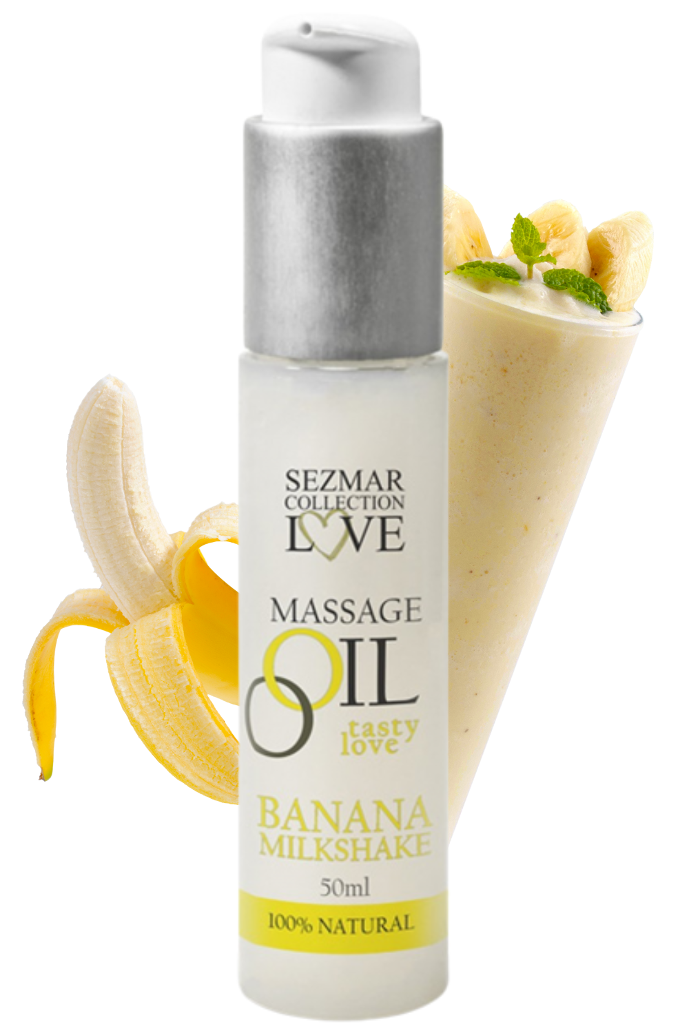 Huile de massage comestible milkshake banane 50ml · Sezmar · vue 2